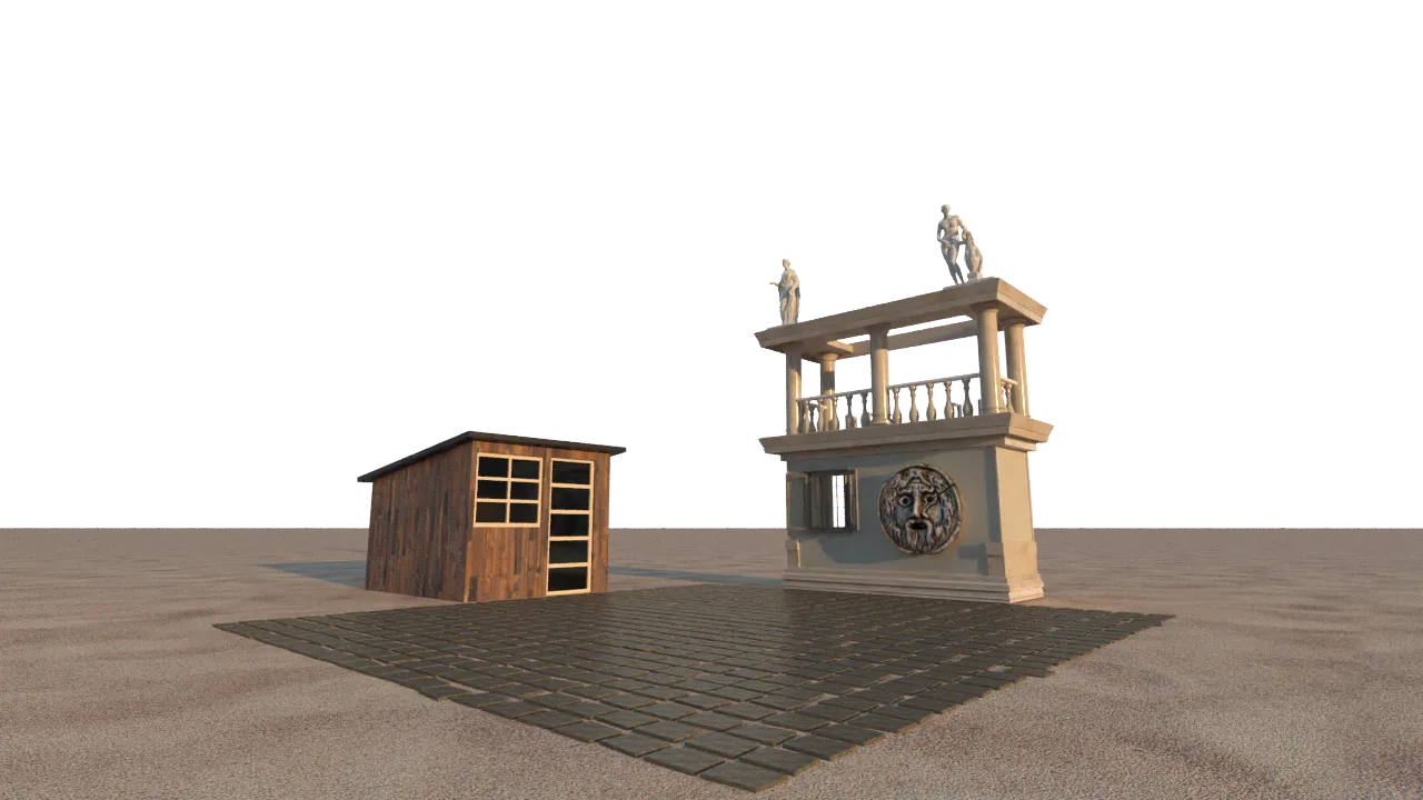 Front view 3D rendering of Dusty Corner of the Capital.