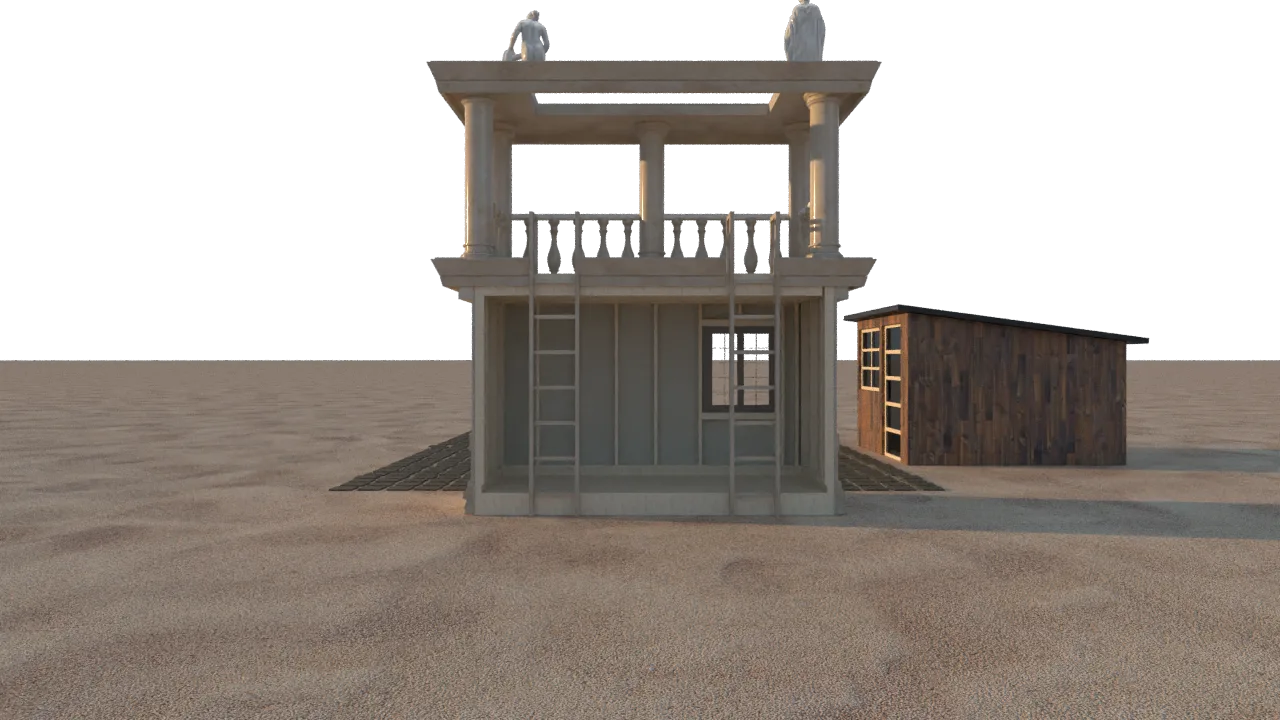 Back view 3D rendering of  Dusty Corner of the Capital.
