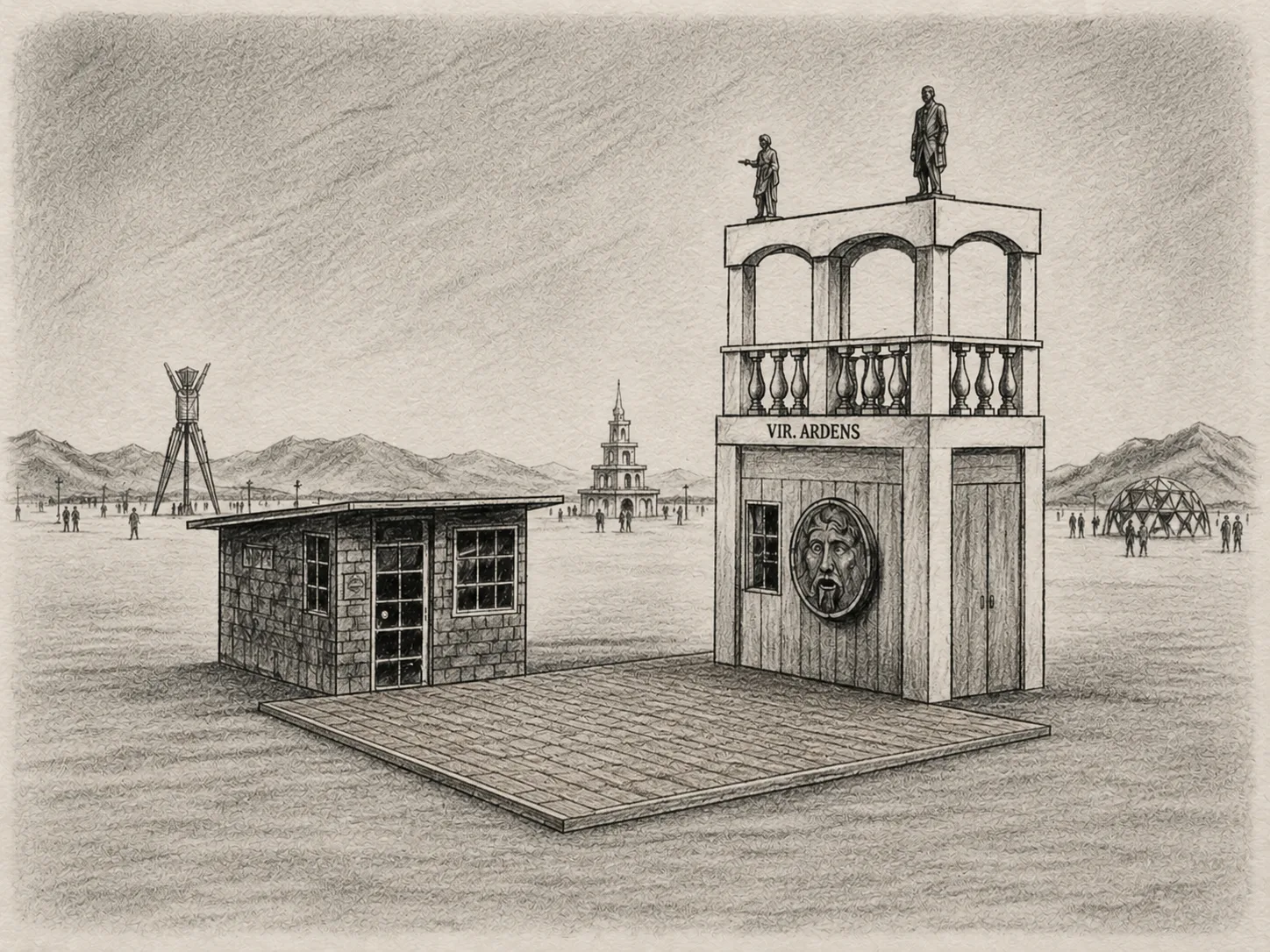 Dusty Corner of the Capital rendered in charcoal.